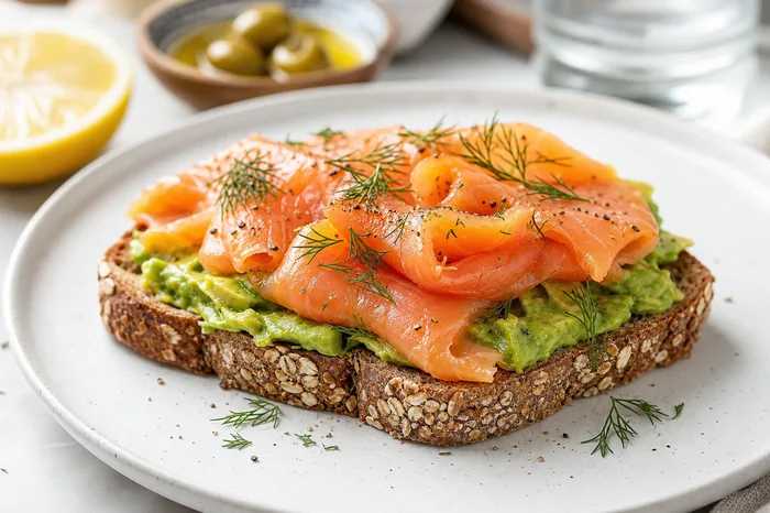 Somonlu avokadolu tam tahıl tost